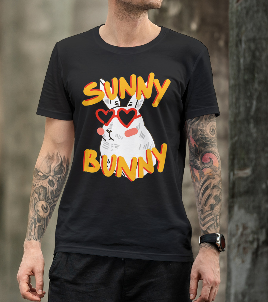 SUNNY BUNNY Cute Happy Easter Heartglass T-Shirt