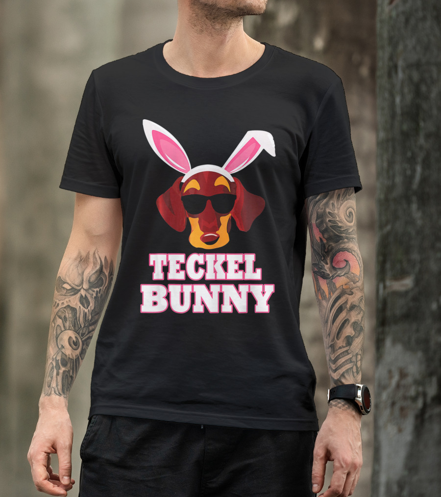 Teckel Bunny Rabbit Dog With Cool Glasses T-Shirt