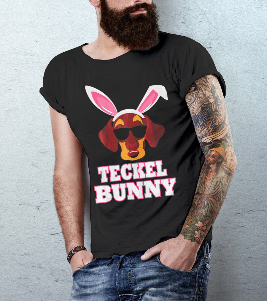 Teckel Bunny Rabbit Dog With Cool Glasses T-Shirt