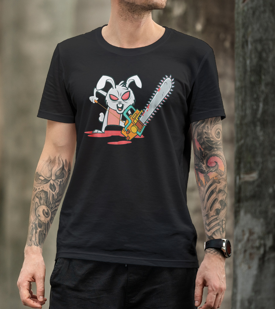 Crazy Easter Bunny With Chain Saw Super Blood T-Shirt