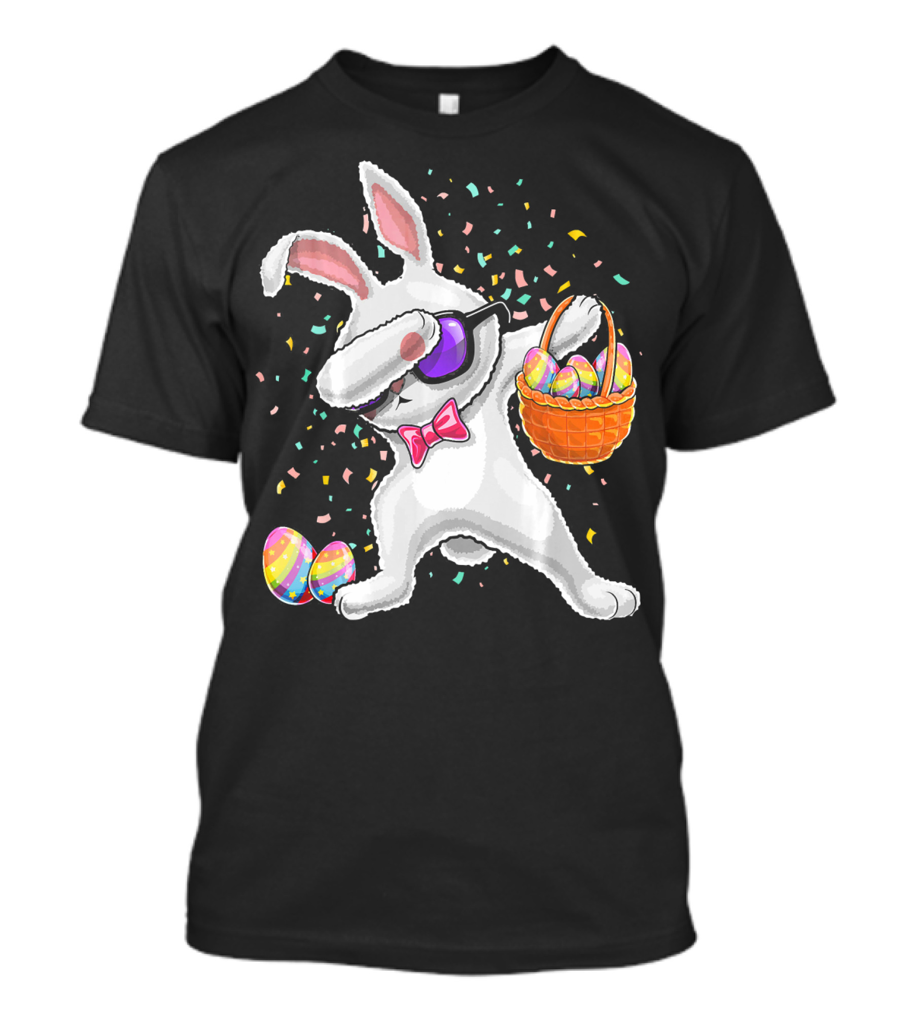 Dabbing Easter Bunny Kids Easter Confetti Egg Basket T-Shirt