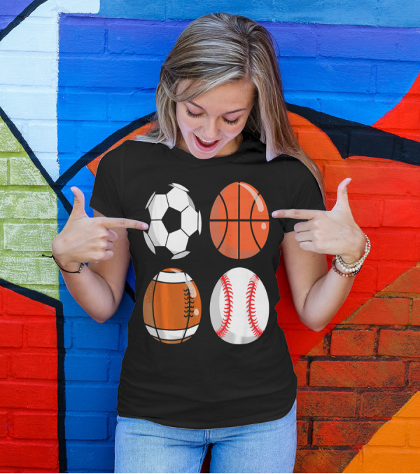 Easter Eggs Football Rugby Basketball Baseball Soccer T-Shirt