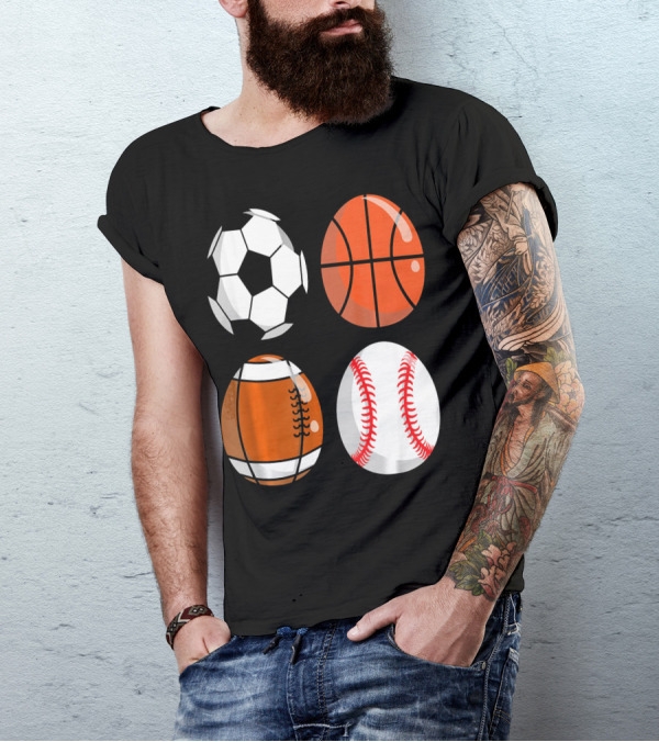 Easter Eggs Football Rugby Basketball Baseball Soccer T-Shirt