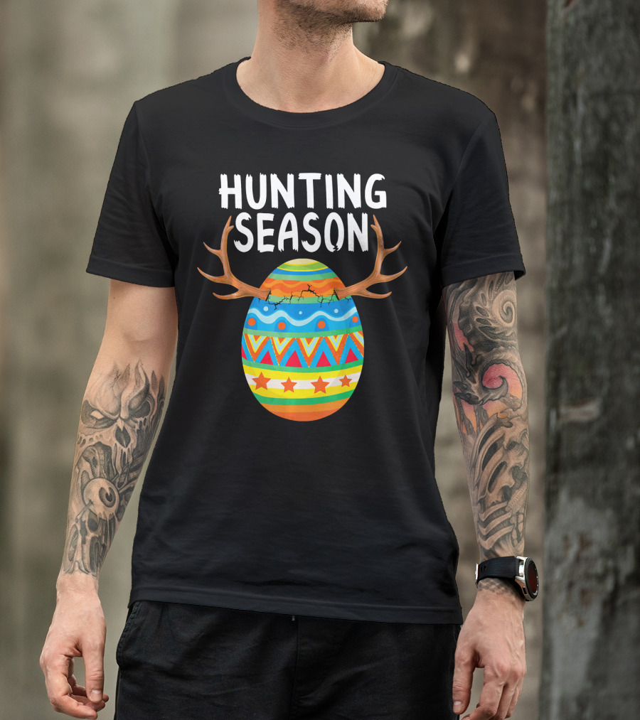 Hunting Season Easter Egg With Antlers T-Shirt