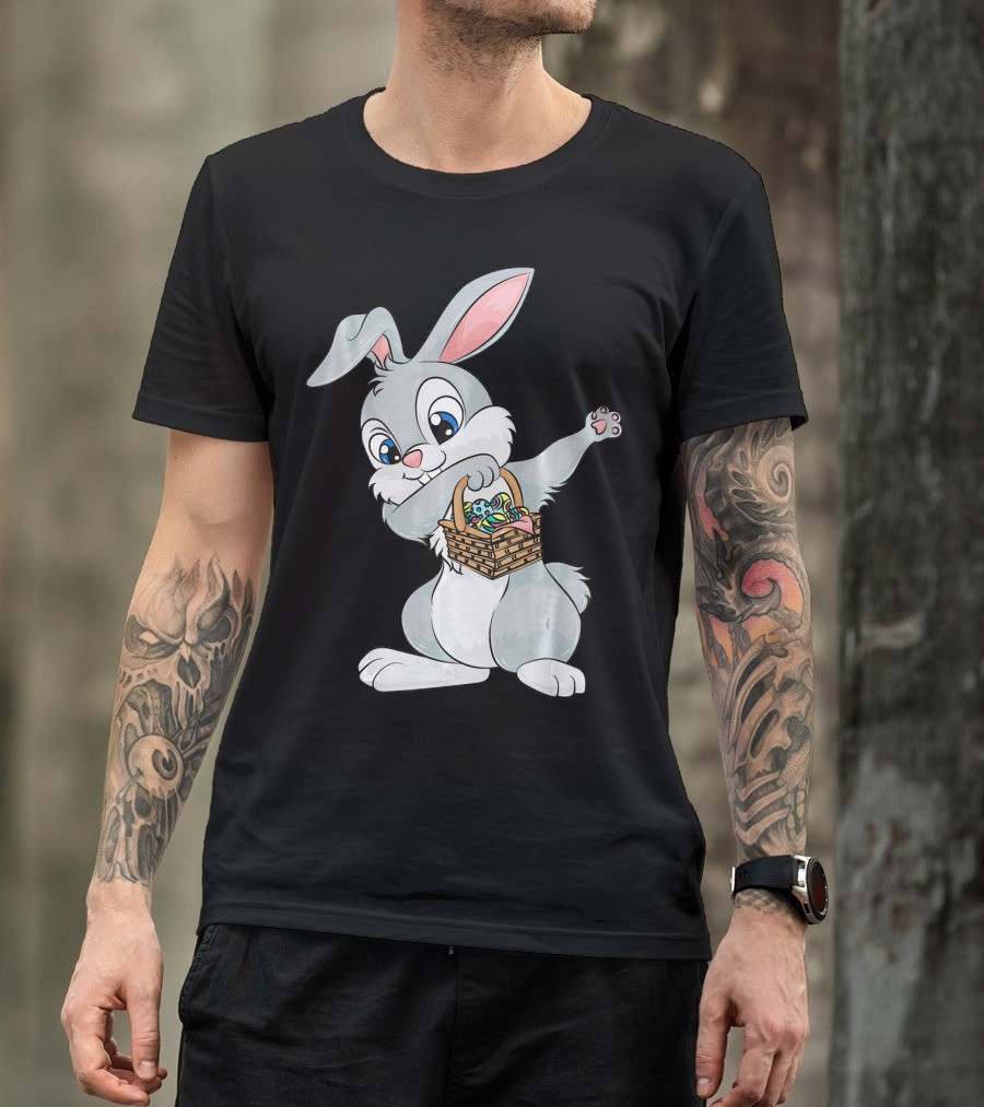 Dabbing Easter Bunny With Cute Basket Of Eggs T-Shirt