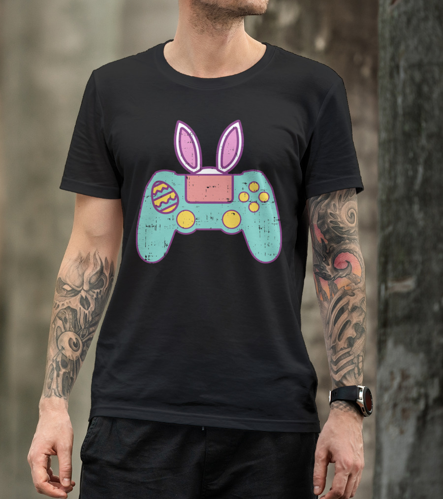 Easter Bunny Gamer Controller With Eggs Gaming Bunn T-Shirt