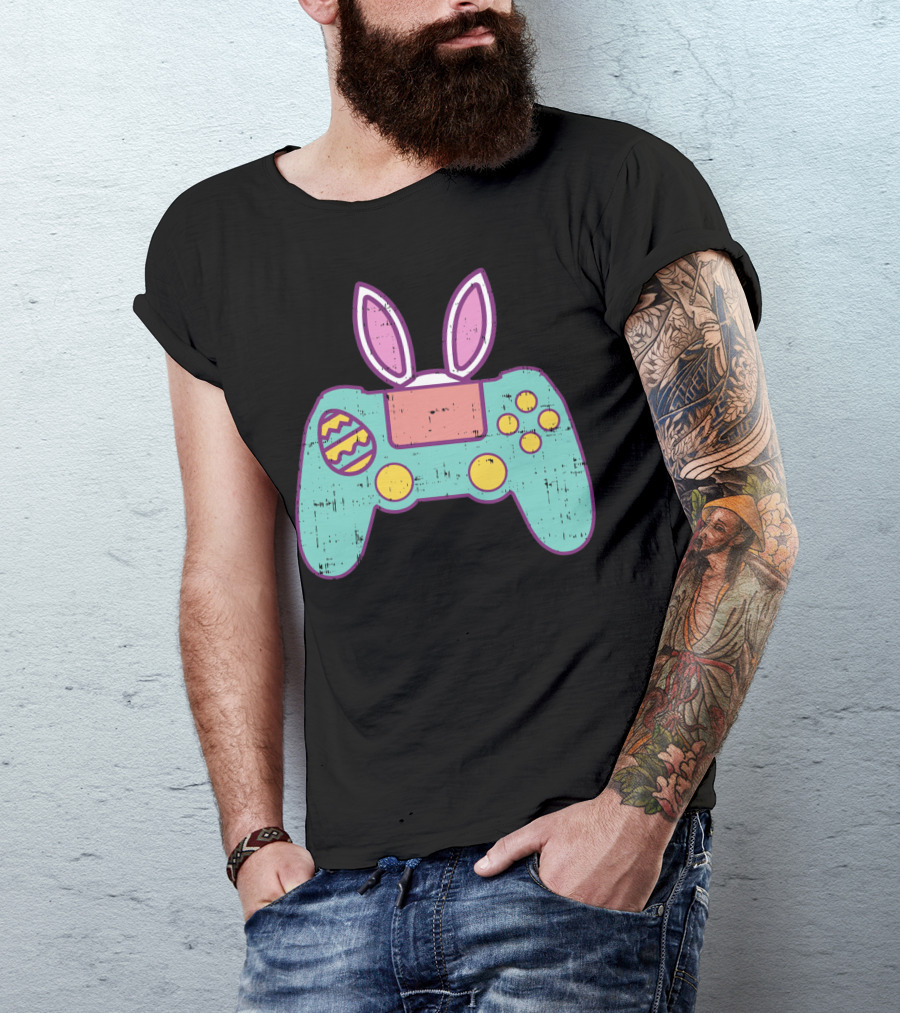 Easter Bunny Gamer Controller With Eggs Gaming Bunn T-Shirt