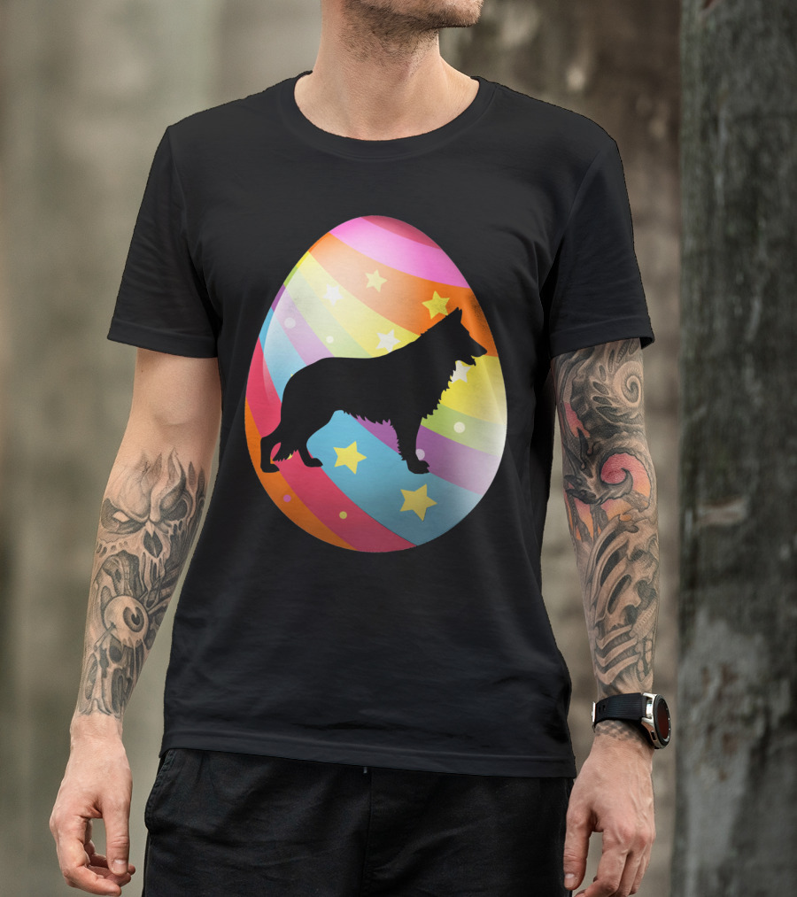 German Shepherd Rainbow Stars Easter Egg T-Shirt