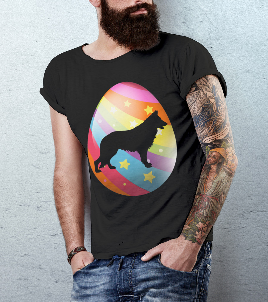 German Shepherd Rainbow Stars Easter Egg T-Shirt