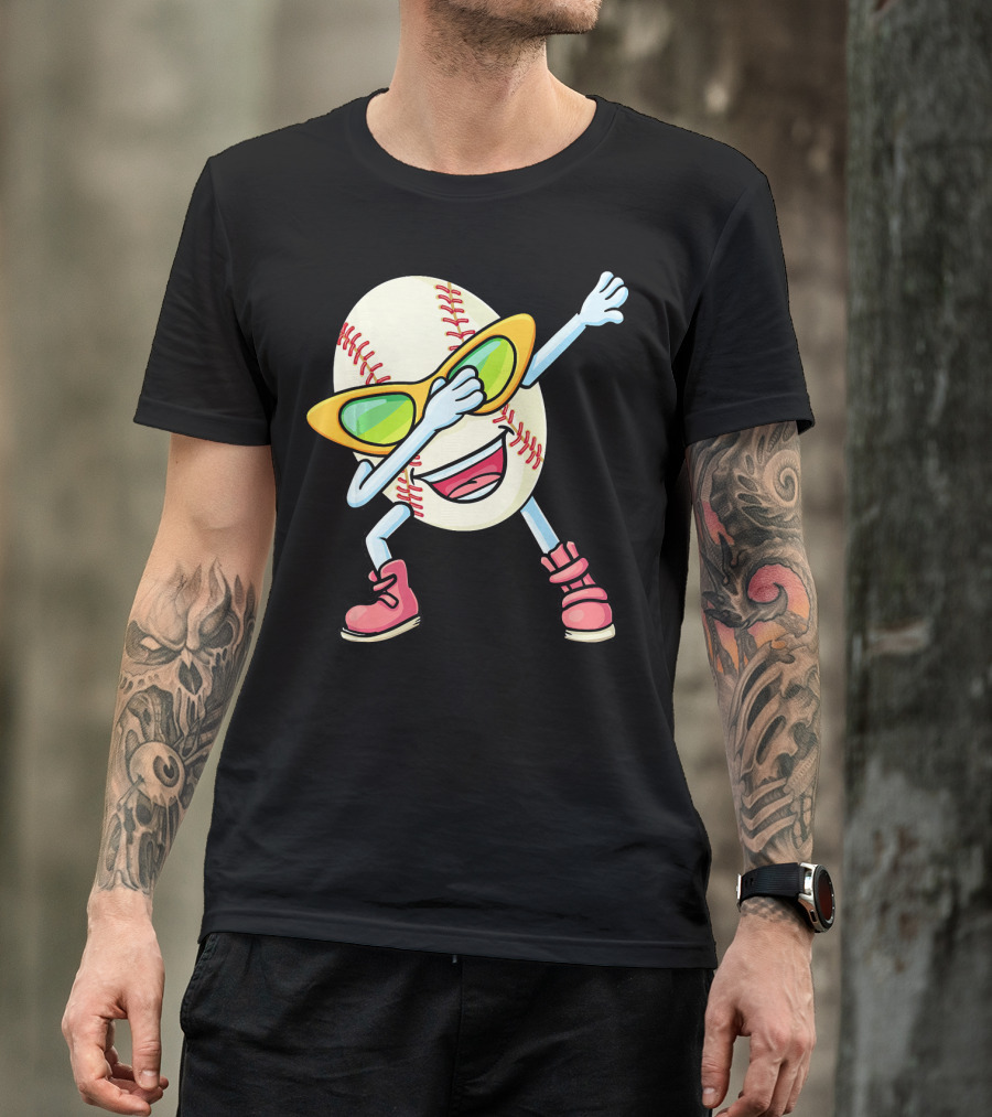 Funny Dabbing Baseball Easter Egg Cartoon T-Shirt