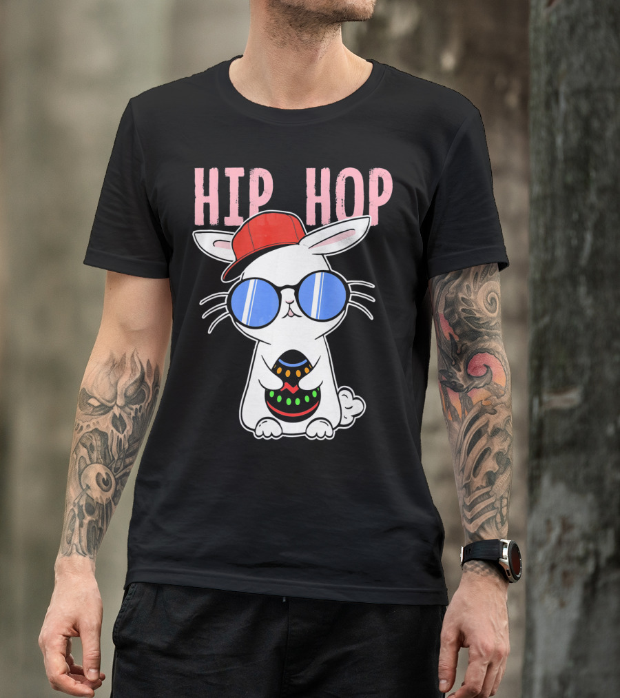 Cool Hip Hop Easter Bunny With Eggs In Sunglasses And Cap T-Shirt