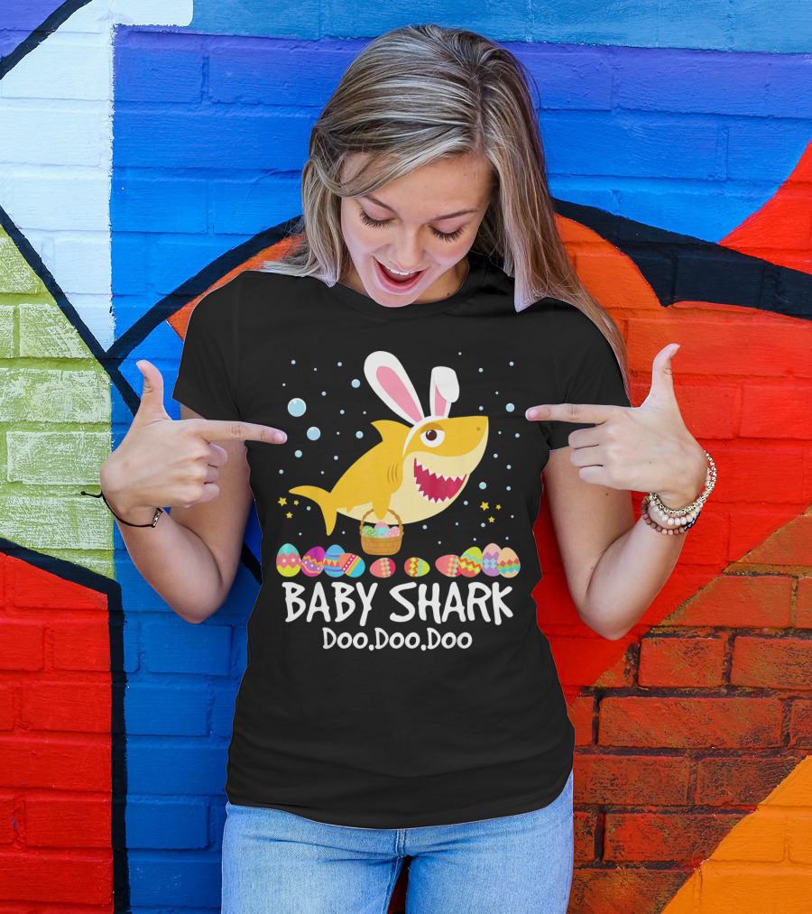 BABY SHARK Doo Doo Doo Bunny Ear Easter Egg Basket T-Shirt