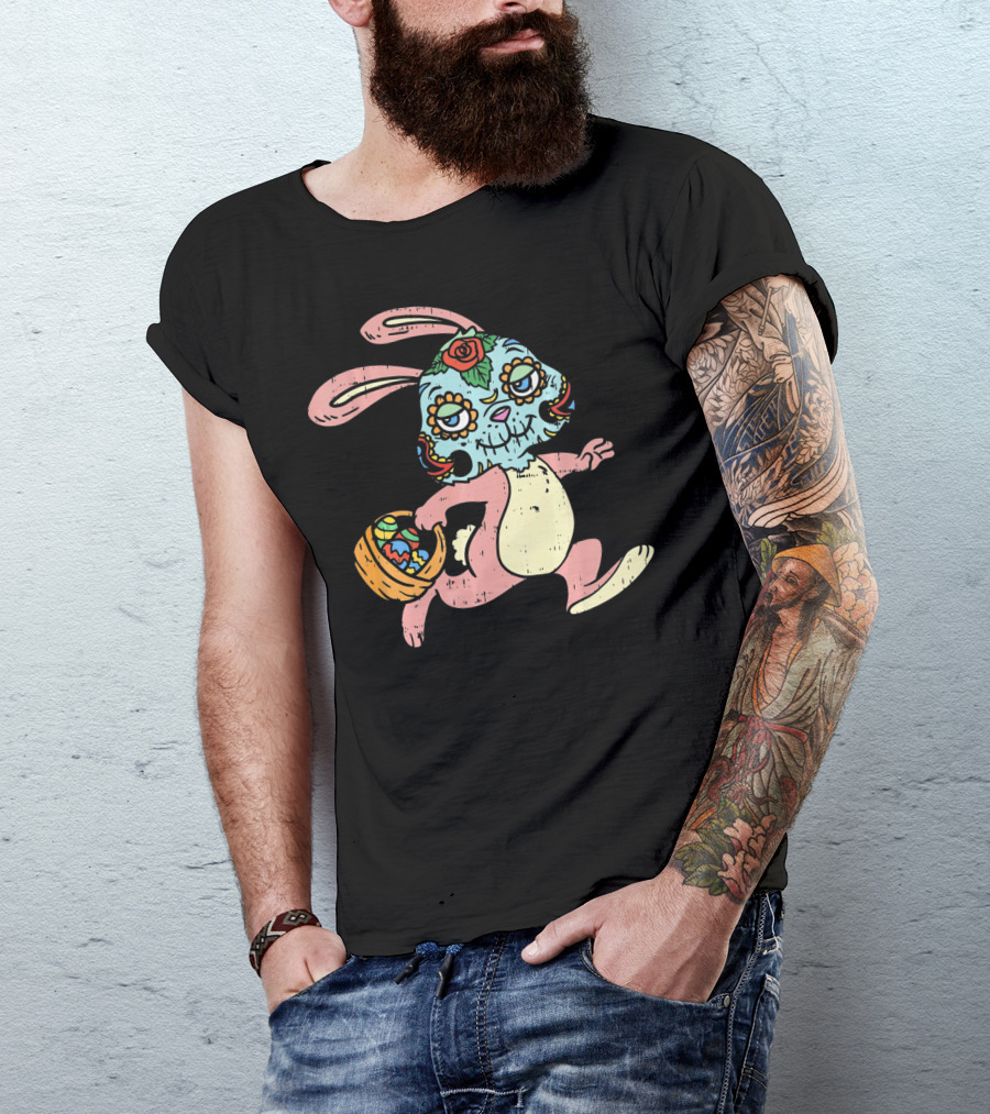 Easter Bunny Sugar Skull Calavera Dia De Los Muertos T-Shirt