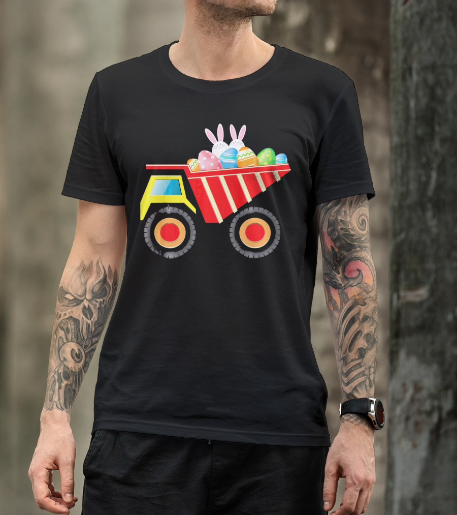 Dump Truck Carrying Easter Day Eggs With Bunny Ears T-Shirt
