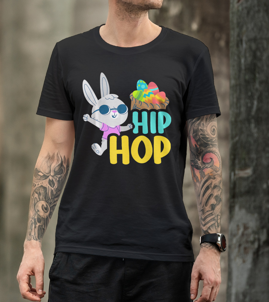 Hip Hop Bunny With Sunglasses And Easter Egg Basket T-Shirt