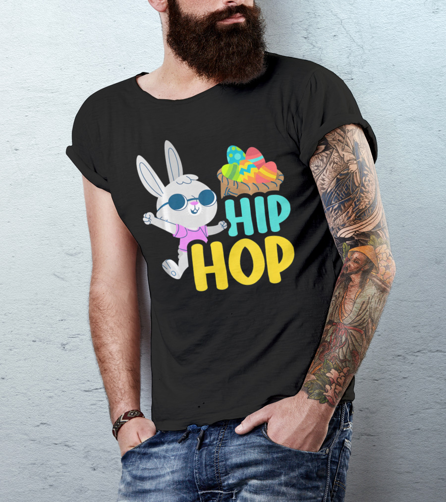 Hip Hop Bunny With Sunglasses And Easter Egg Basket T-Shirt
