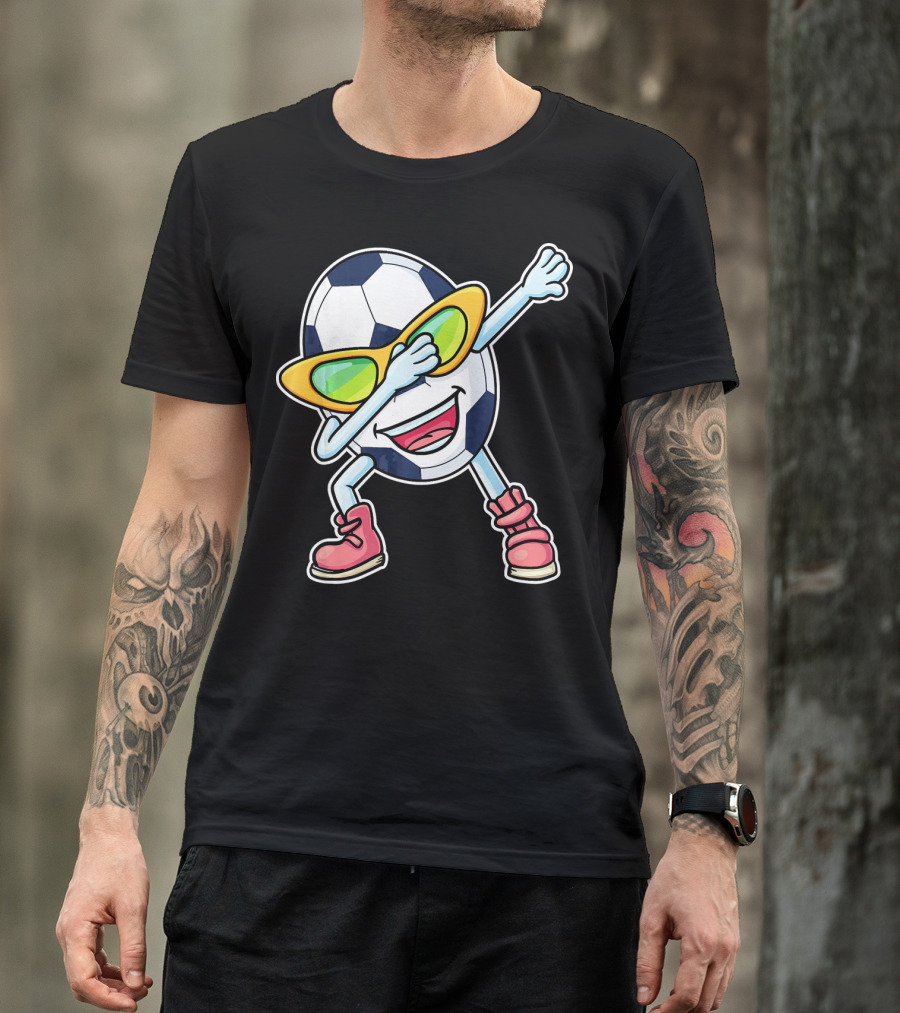 Dabbing Soccer Ball Easter Egg Cartoon With Sunglasses T-Shirt
