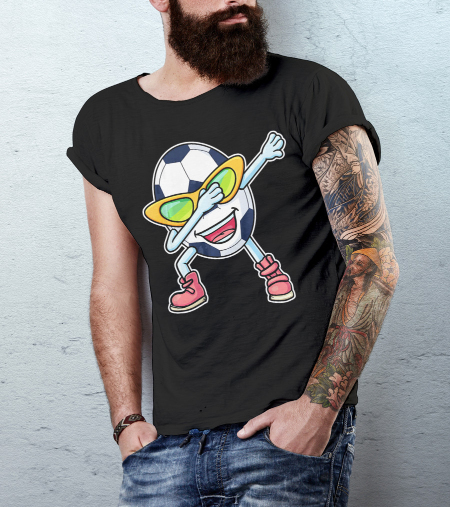 Dabbing Soccer Ball Easter Egg Cartoon With Sunglasses T-Shirt