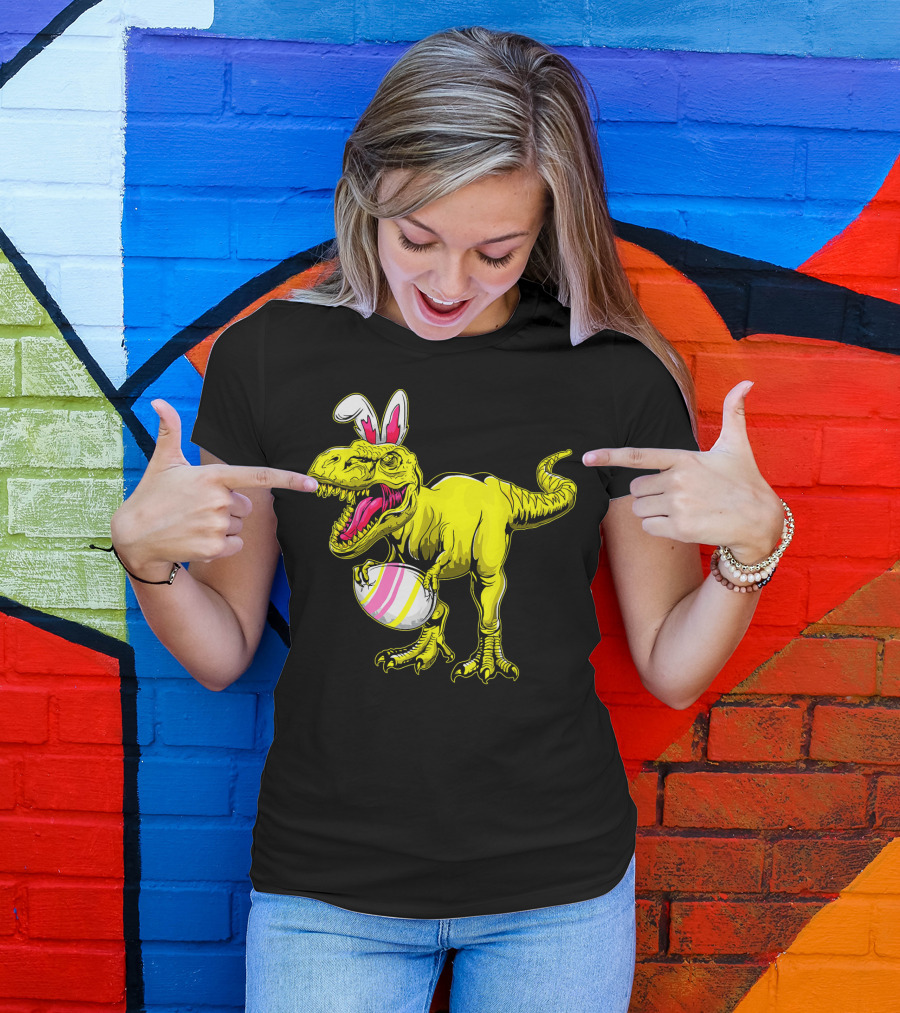 Tyrannosaurus Rex Easter Bunny Dinosaur With Egg T-Shirt