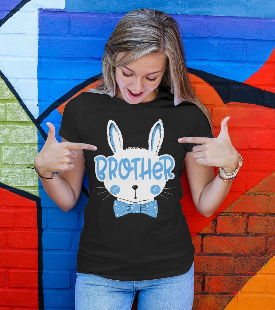 Brother Blue Easter Bunny Star Bowtie T-Shirt