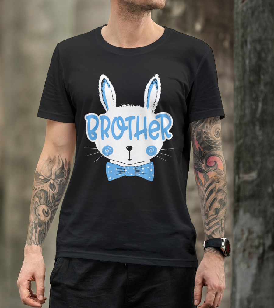 Brother Blue Easter Bunny Star Bowtie T-Shirt