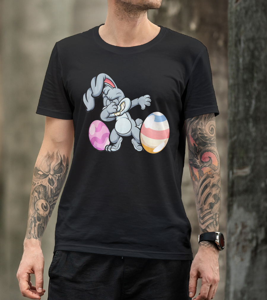 Hilarious Dabbing Easter Bunny Rabbit With Colorful Easter Eggs T-Shirt