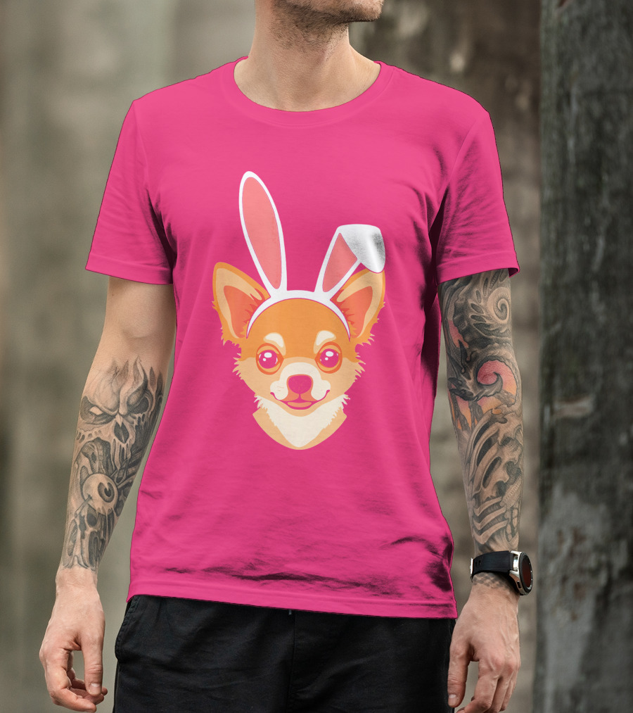 Easter Joy Chihuahua With Bunny Ears Cartoon T-Shirt