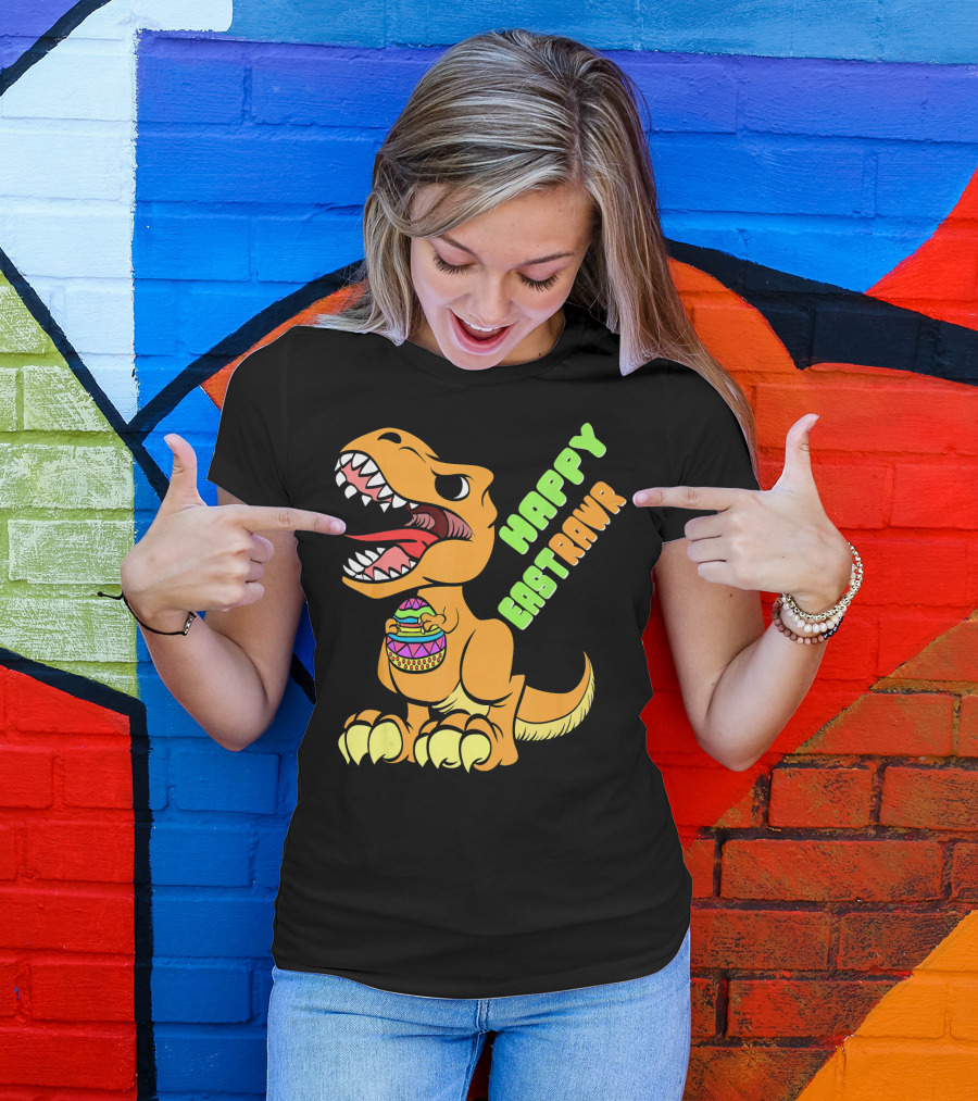 Happy Easter Rex Dinosaur Holding Egg T-Shirt