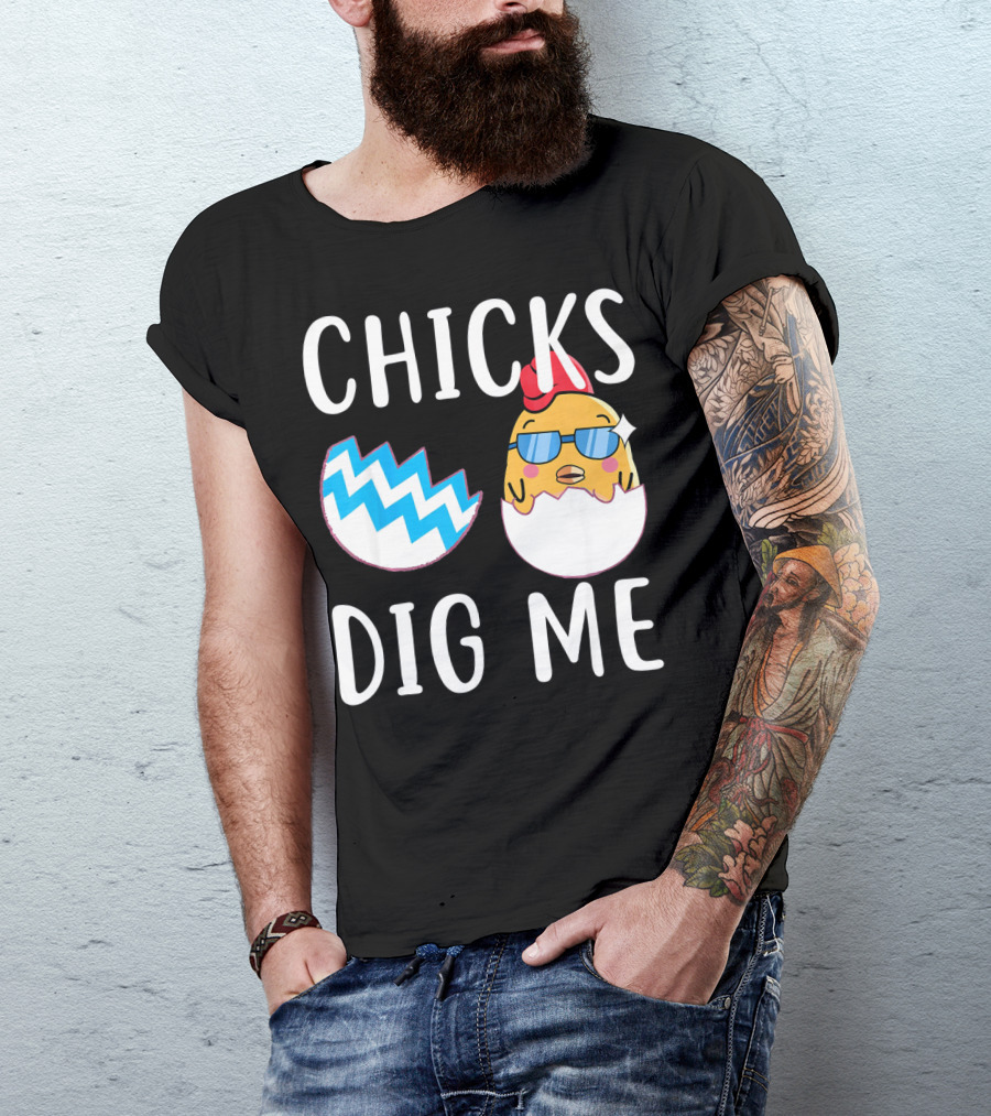 CHICKS DIG ME Toddler Funny East Eggshell Sunglasses Chicken T-Shirt
