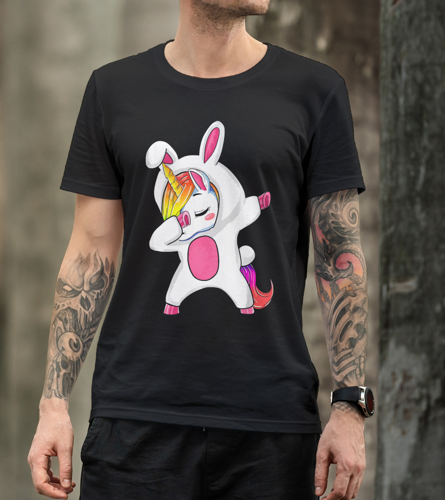 Girls Dabbing Easter Unicorn Rabbit T-Shirt