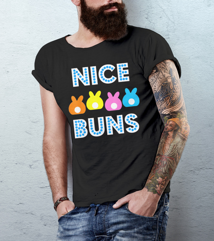 Nice Buns Funny Easter Cute Bunnies Colored Tails T-Shirt