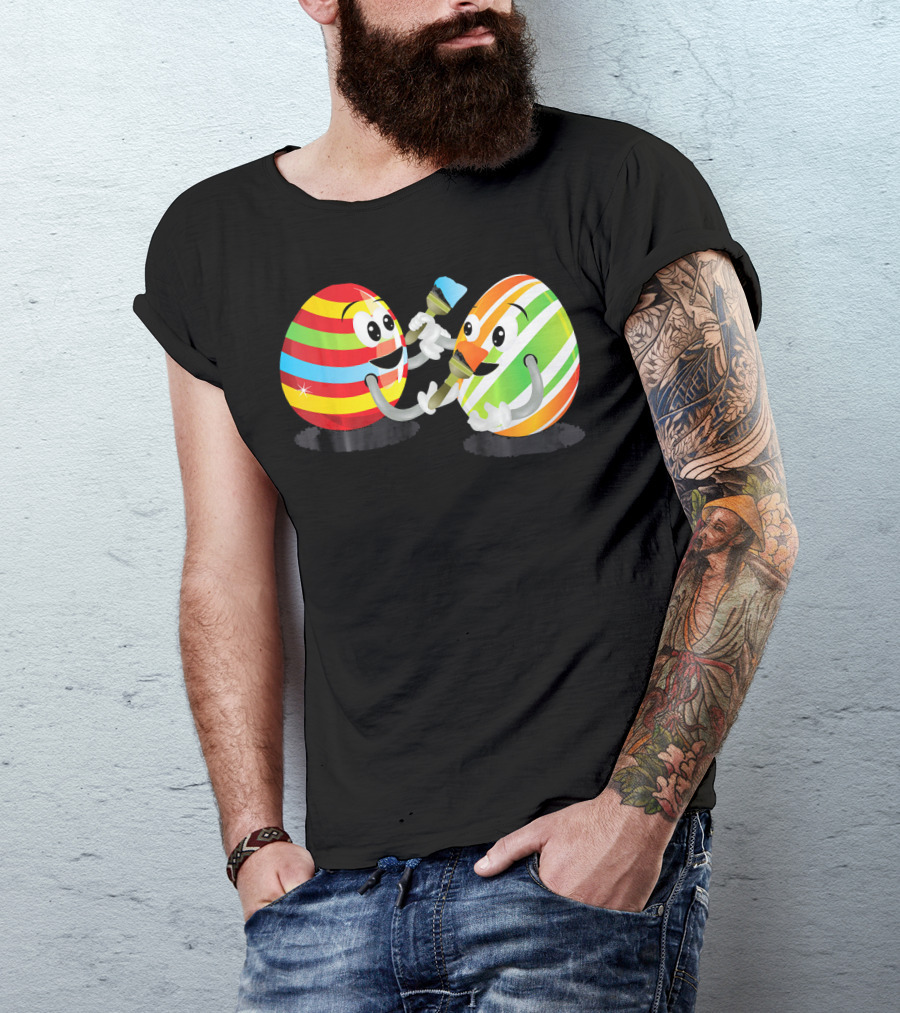 Egg Painting Funny Easter Coloring Activity With Striped Cartoon Eggs T-Shirt