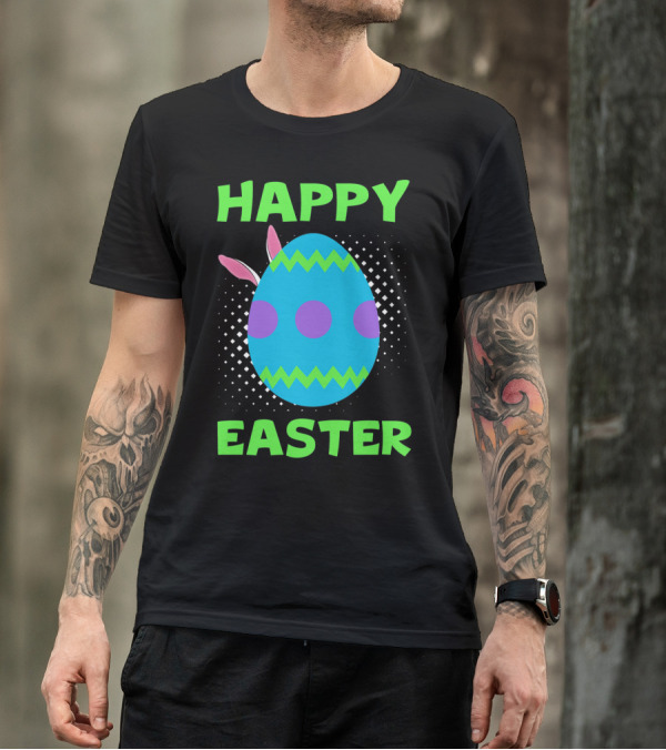 Happy Easter Colorful Egg Bunny Ears T-Shirt