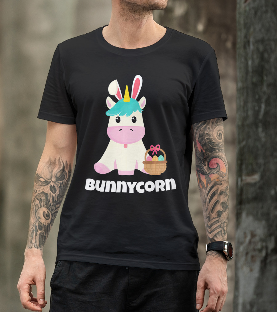 Bunnycorn Easter Unicorn With Bunny Ears And Basket T-Shirt