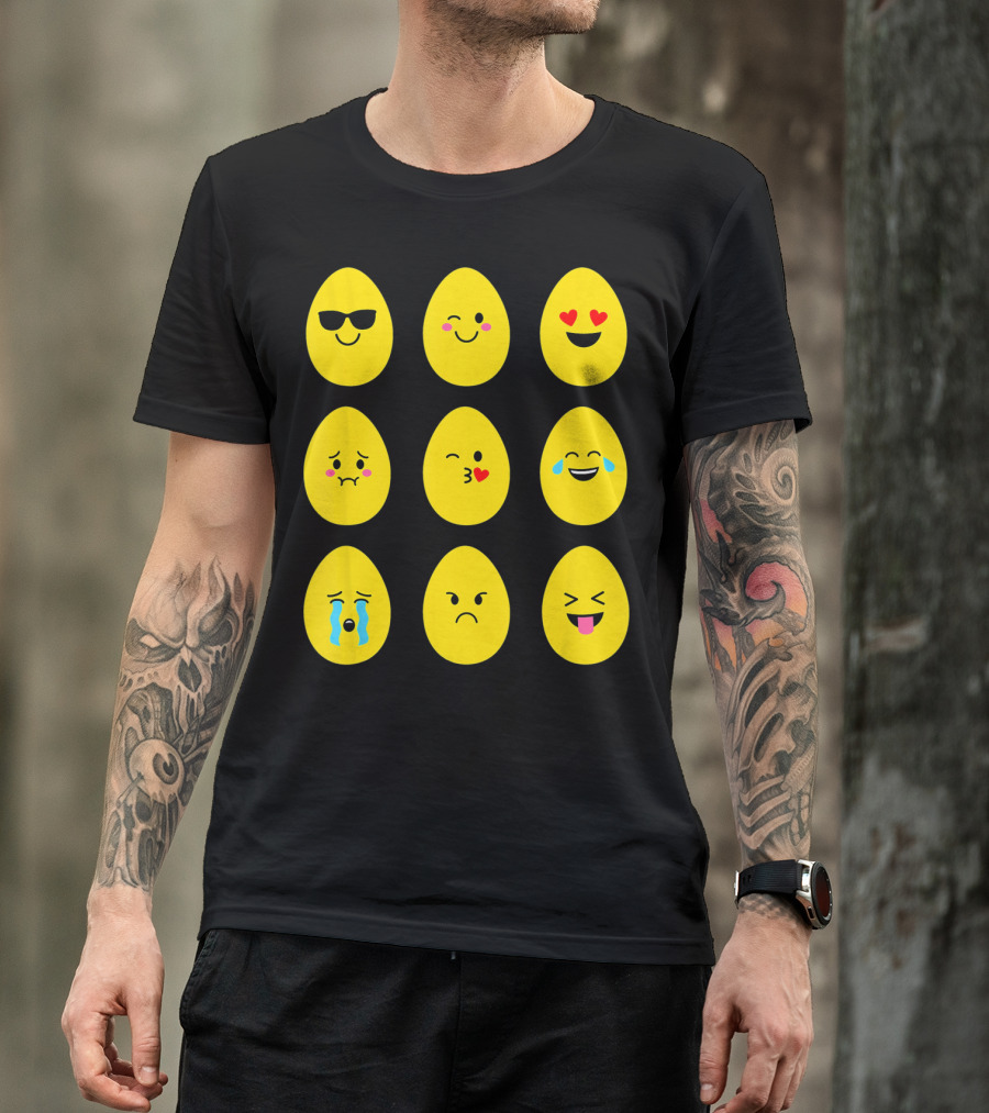 Funny Easter Emoticon Egg Faces With Expressions T-Shirt