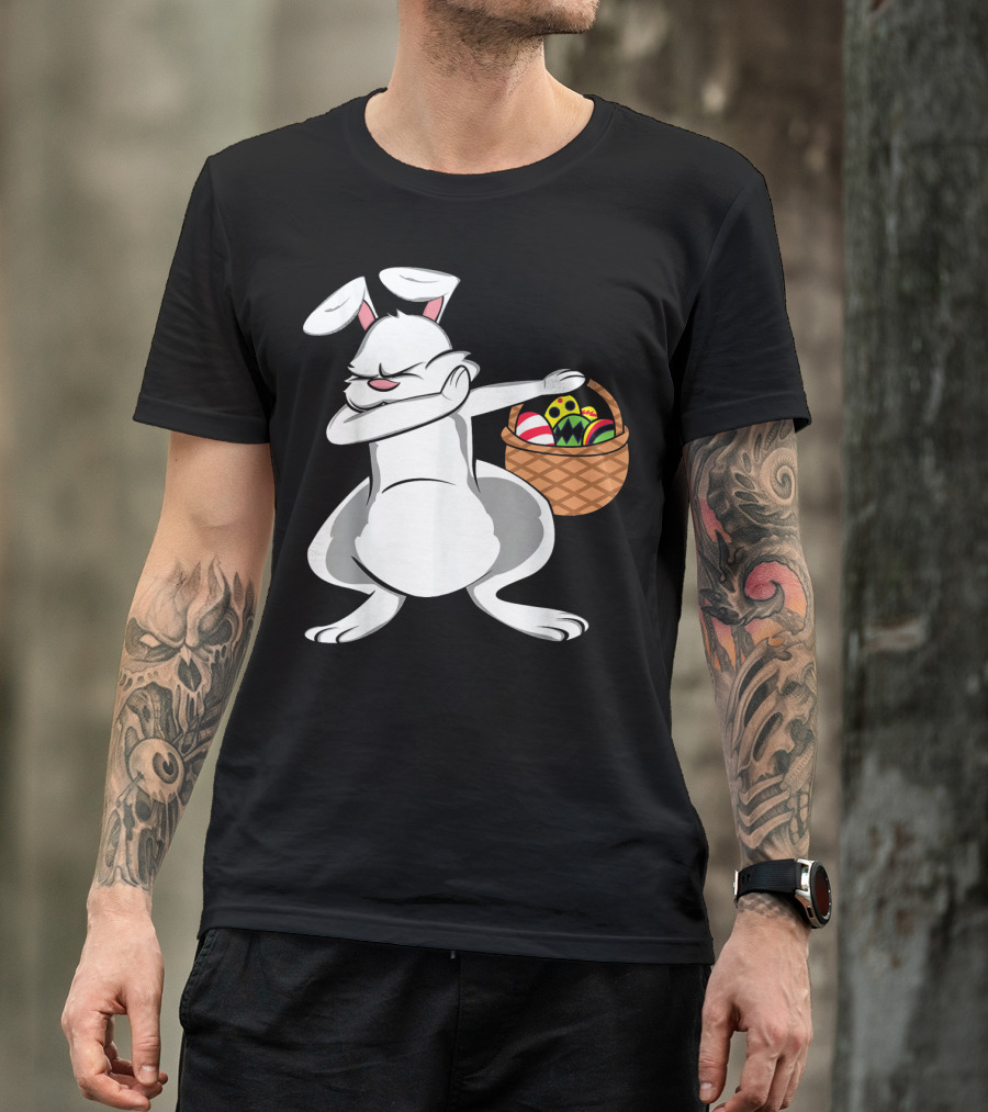 Easter Bunny Dab With Basket Of Colorful Eggs T-Shirt