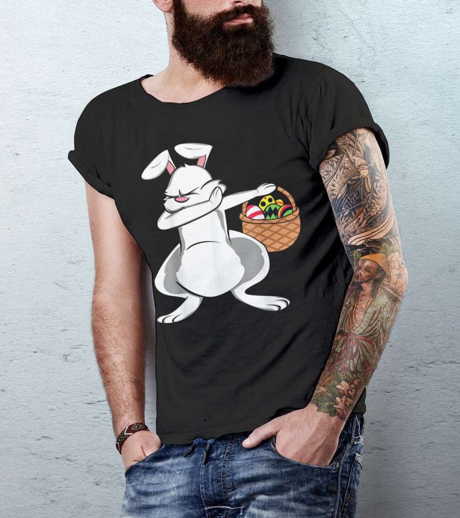 Easter Bunny Dab With Basket Of Colorful Eggs T-Shirt