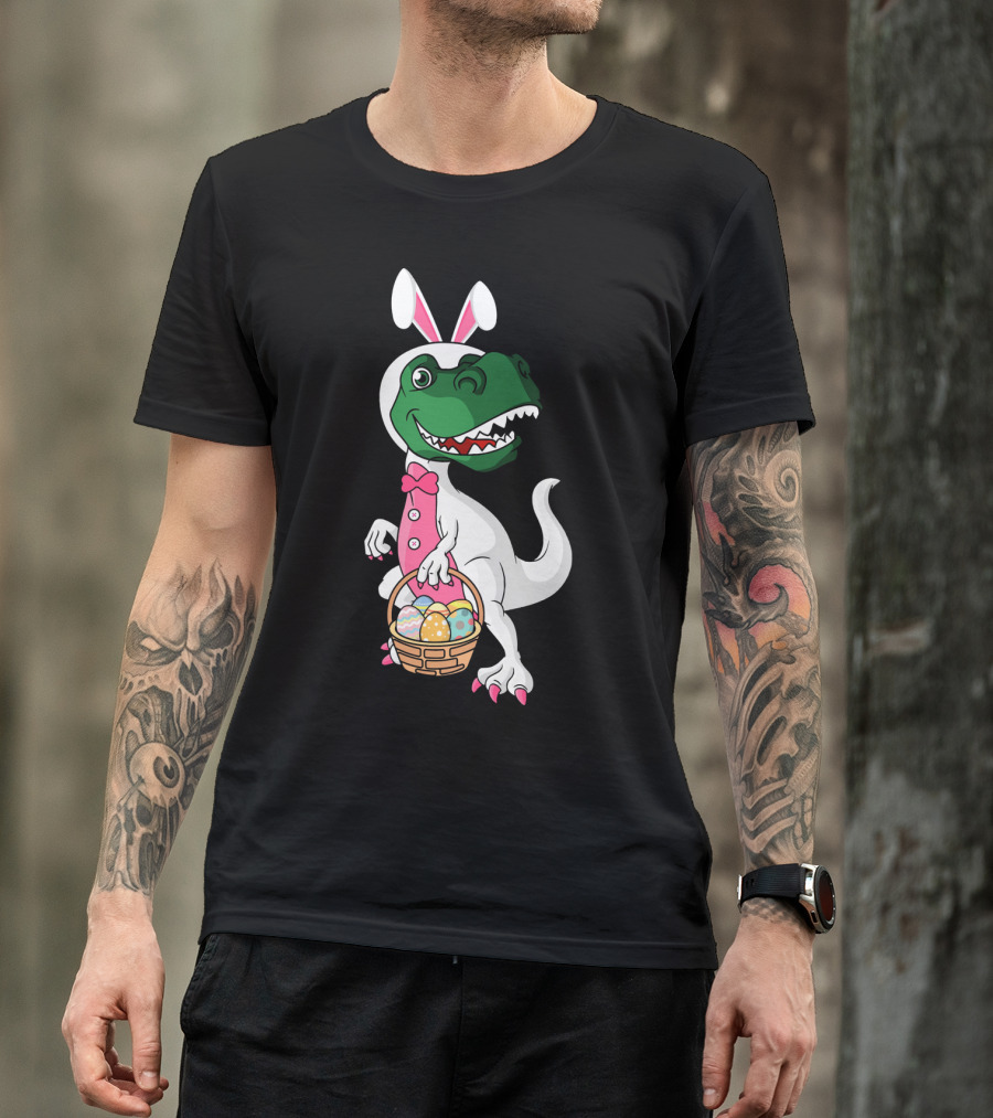 Funny Dinosaur Bunny Rex Easter Basket T-Shirt