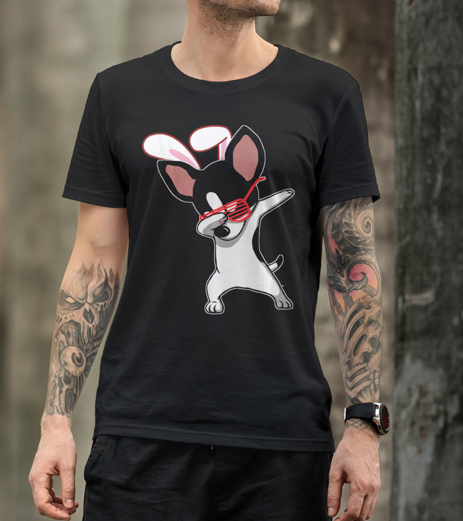 Easter Bunny Dabbing Chihuahua With Bunny Ears And Sunglasses T-Shirt