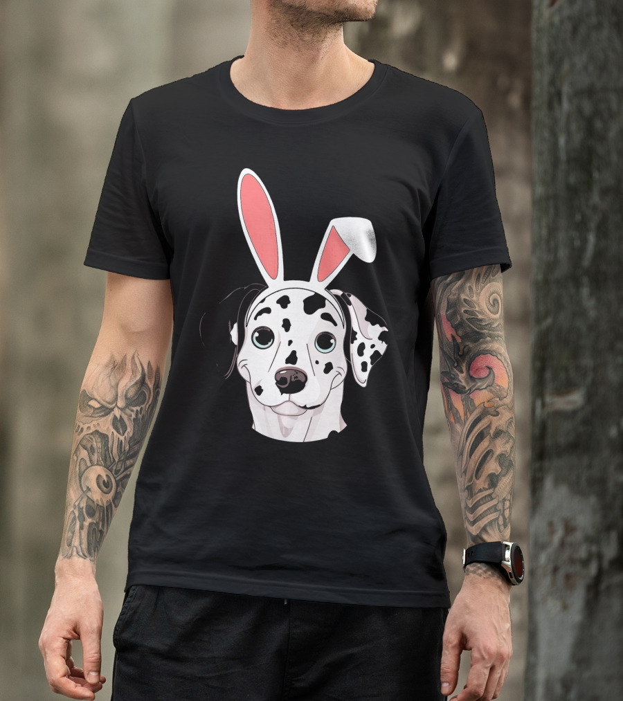 Dalmatian With Bunny Ears For Happy Easter T-Shirt