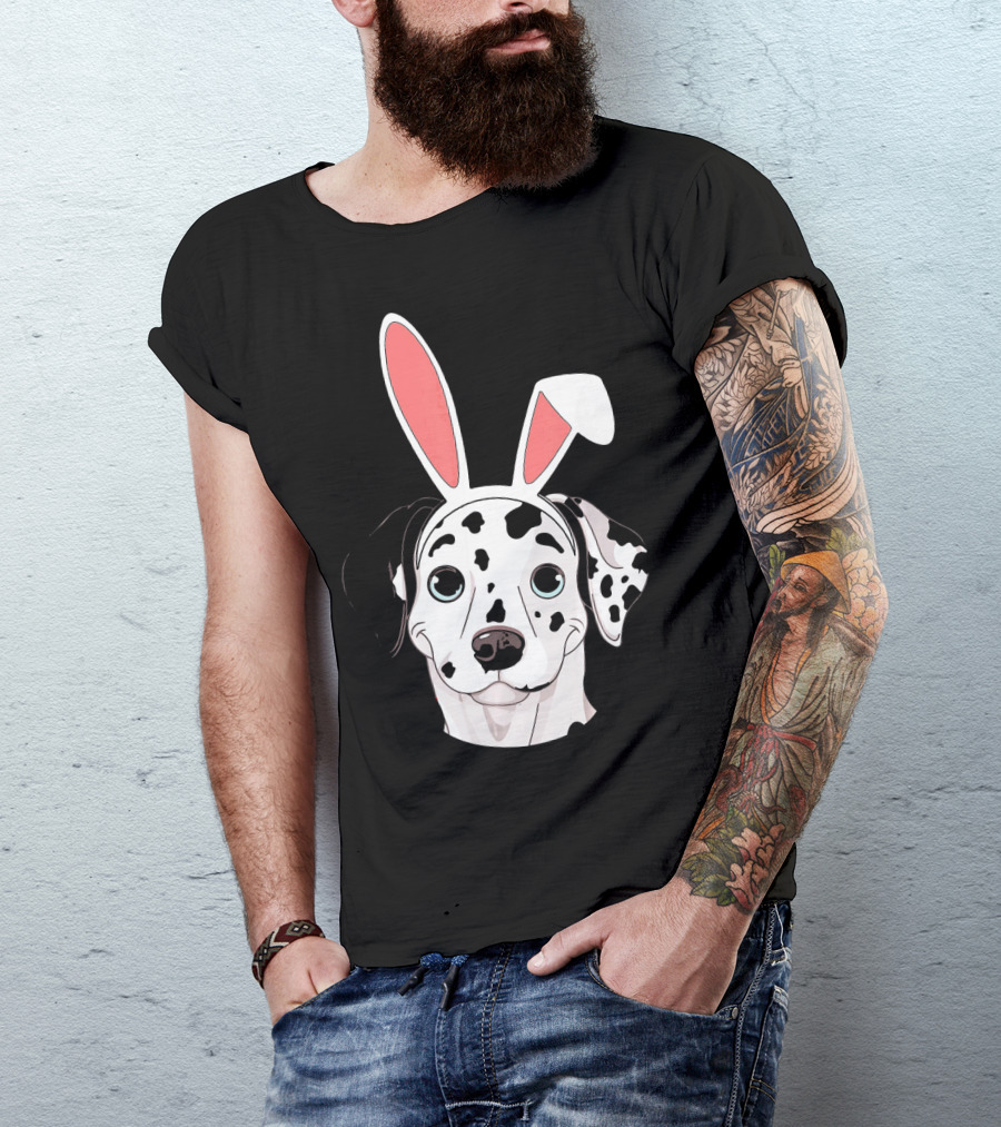 Dalmatian With Bunny Ears For Happy Easter T-Shirt