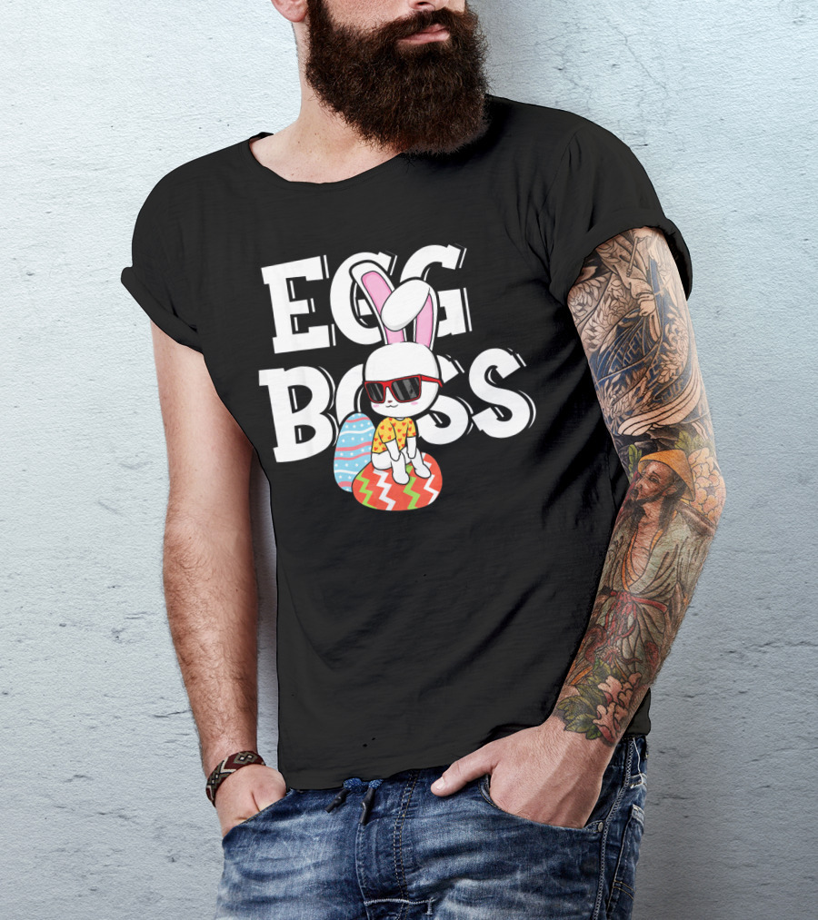EGG BOSS Funny Easter Egg Bunny With Sunglasses T-Shirt