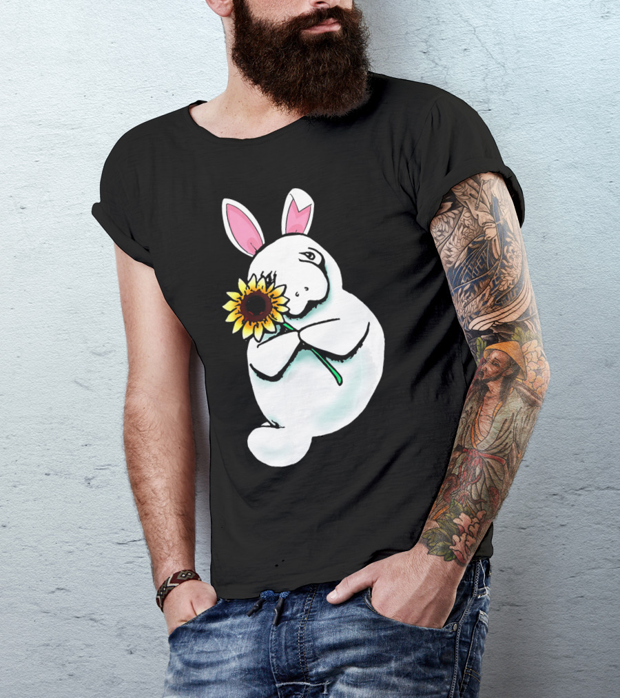 Sunflower Hugging Manatee Bunny T-Shirt
