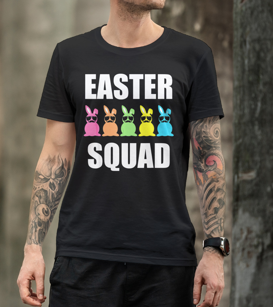 Easter Squad Family Funny Mustache Bunny Egg Hunting T-Shirt