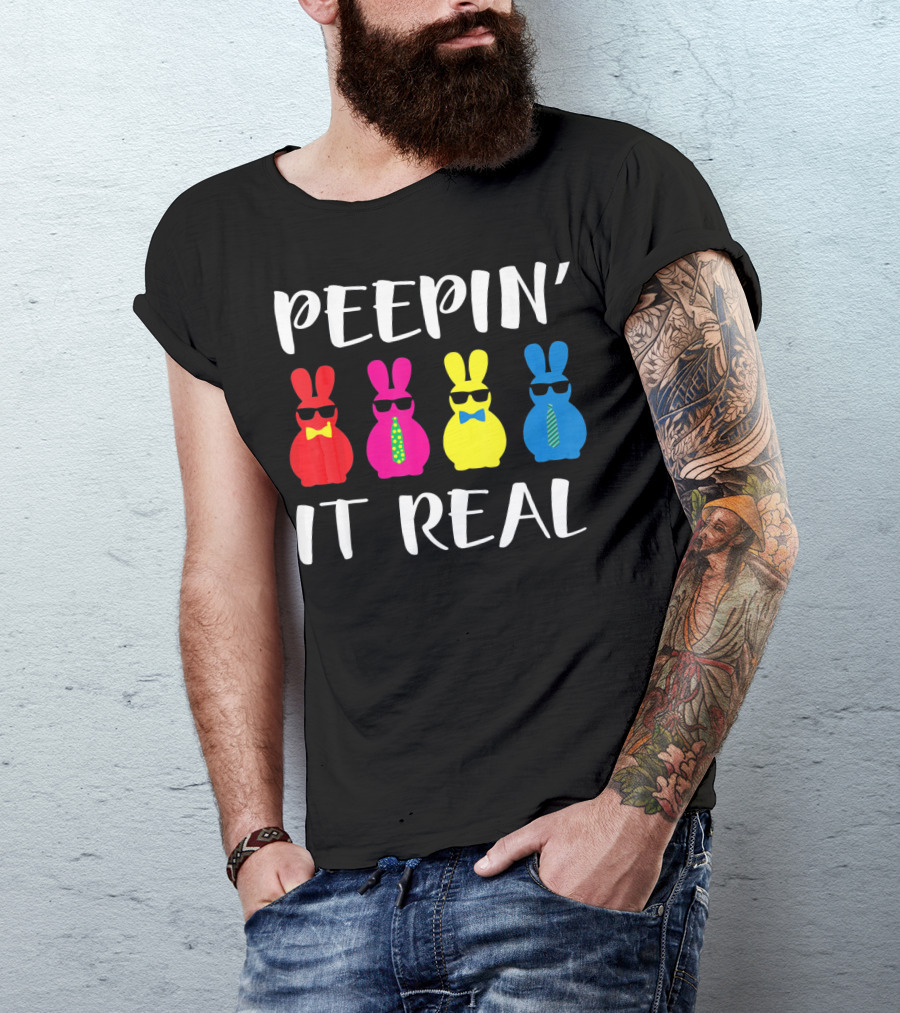 Peepin It Real Easter Bunni Sunglasses Bowties And Ties T-Shirt