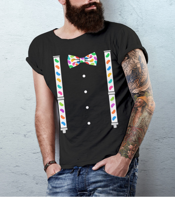 Easter Jelly Beans Bow Tie And Suspenders T-Shirt