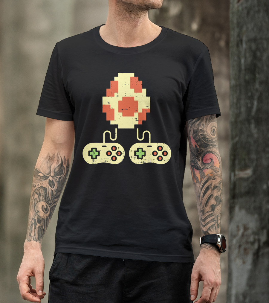 Easter Egg Pixel Art With Retro Game Controllers Gamer Gaming T-Shirt