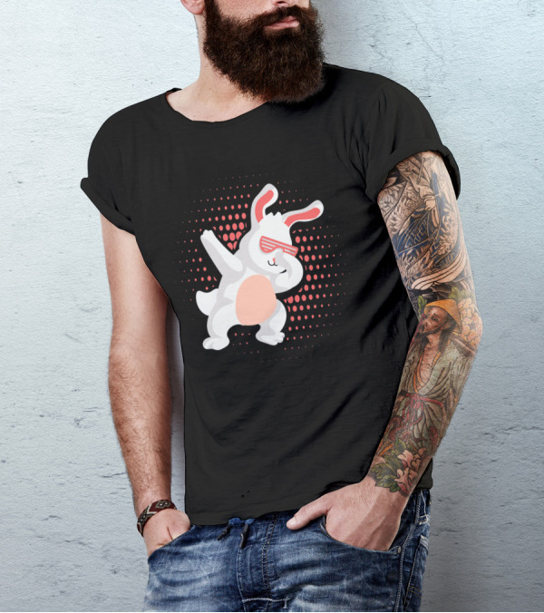 Funny Dabbing Hip Hop Bunny Easter With Shades T-Shirt