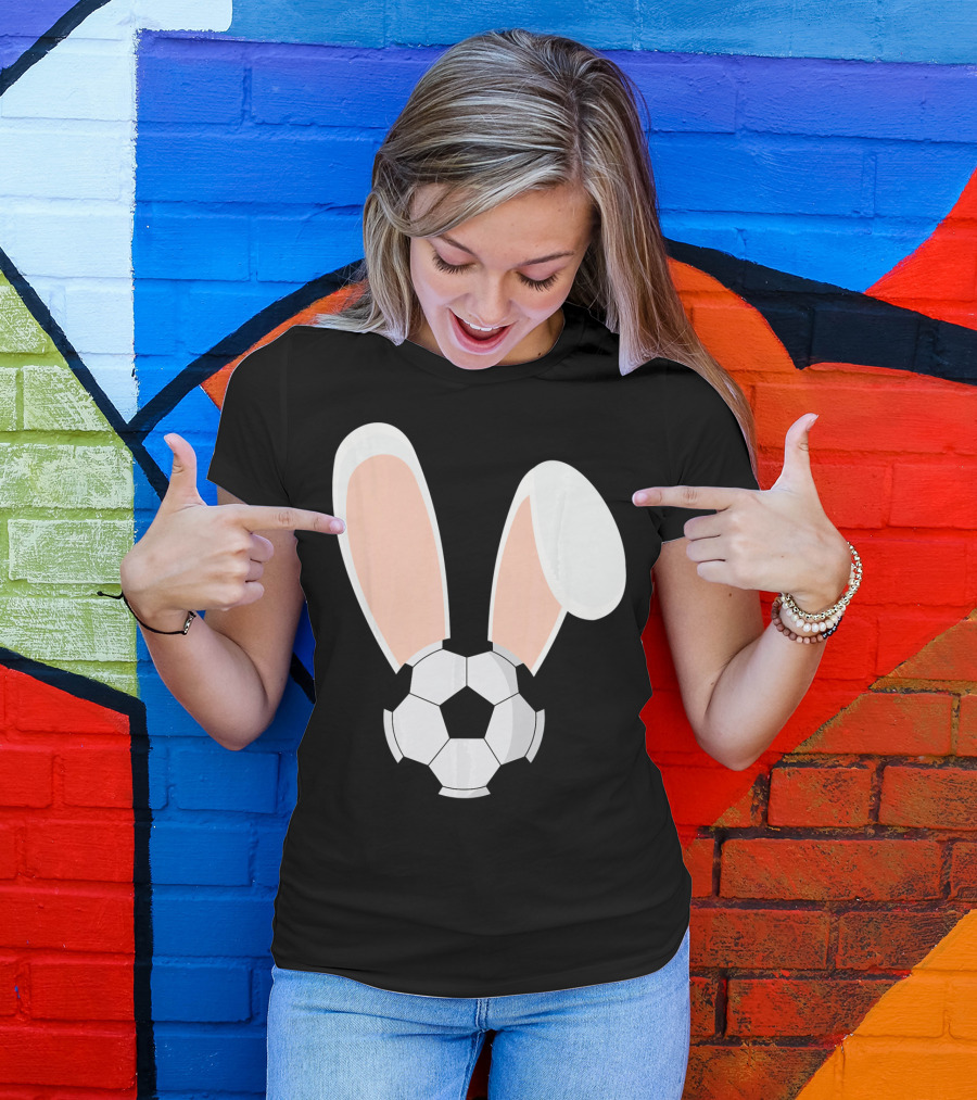 Easter Rabbit Bunny Ears Soccer Ball Combination T-Shirt