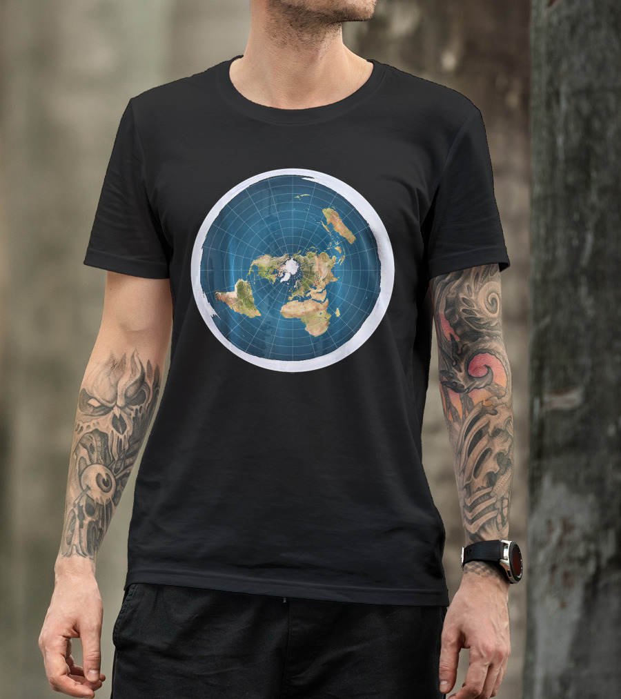 Map Of The Flat Earth Circular Projection T-Shirt